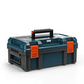 Mallette à outils 48 cm en plastique bleu foncé et orange - rangement portable à poignée