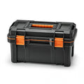 Boîte à outils 55 x 28 x 25 cm en plastique noir et orange avec poignée et compartiments