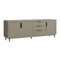 Buffet 160 x 40 x 80 cm en bois d'ingénierie gris taupe avec rangement rainuré