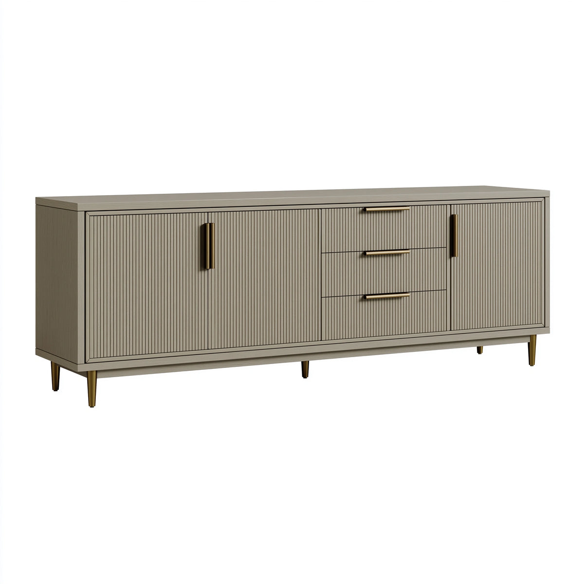 Buffet 160 x 40 x 80 cm en bois d'ingénierie gris taupe avec rangement rainuré