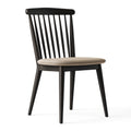 Chaise de salle à manger 50 x 55 x 82 cm en bois noir avec assise en tissu beige style scandinave