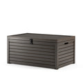 Coffre de rangement extérieur 120 x 60 x 63 cm en bois composite gris anthracite avec couvercle verrouillable