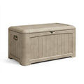 Coffre de rangement 120 x 60 x 60 cm en plastique taupe pour extérieur avec couvercle