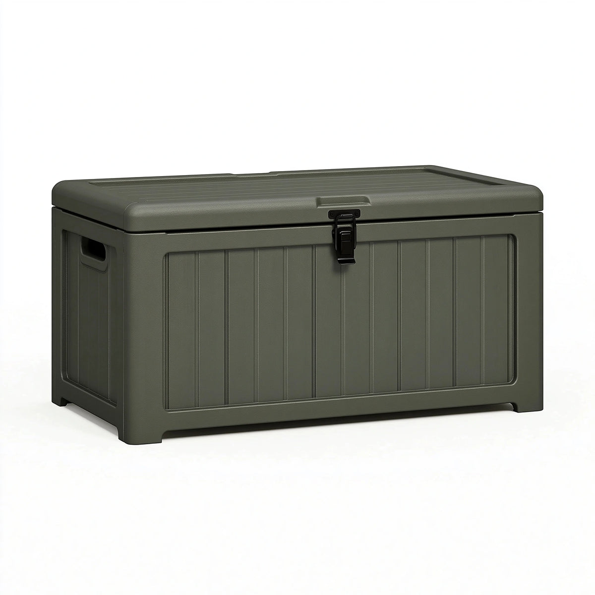 Coffre de rangement 120 x 55 x 60 cm en polypropylène vert foncé avec couvercle verrouillable pour extérieur