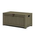 Coffre de rangement extérieur 120 x 55 x 60 cm en résine vert olive avec couvercle verrouillable