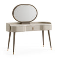 Coiffeuse 120 x 45 x 150 cm en bois beige avec miroir ovale et tiroirs style contemporain