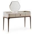 Coiffeuse 120 x 45 x 145 cm en bois beige avec miroir et rangements style contemporain