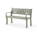 Banc de jardin 120 x 62 x 88 cm en aluminium vert gris à dossier feuillage style classique