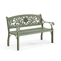 Banc de jardin 123 x 60 x 87 cm en métal vert style classique décoratif