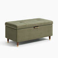 Banc coffre de rangement 110 x 45 x 48 cm en tissu vert kaki style contemporain